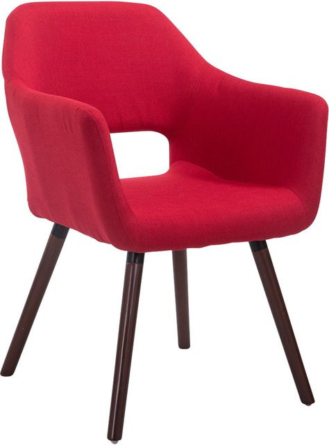 TPFLiving Besucherstuhl Auckie mit Stoffbezug und Buchenholzgestell in Rot und Walnuss, B/T/H: 60 x 62 x 85 cm - Bild 1