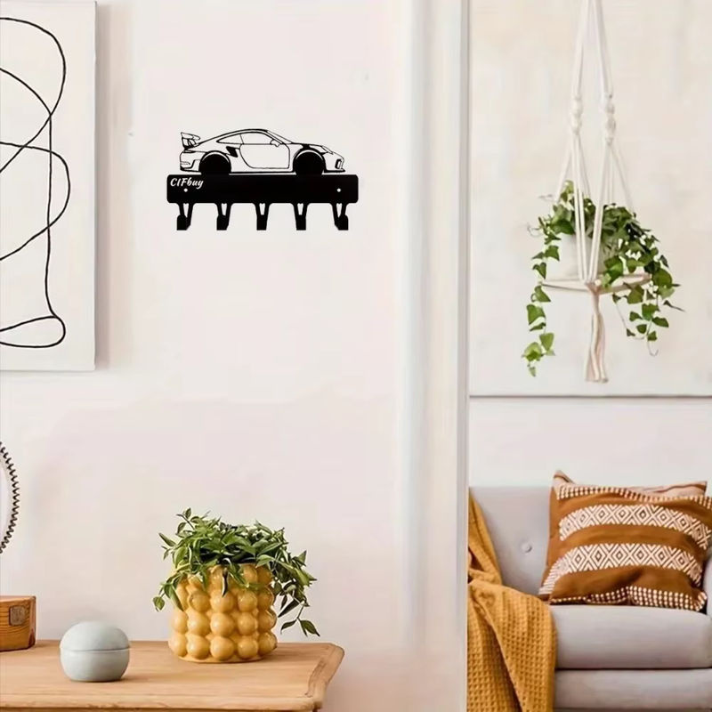 CIFBUY Sportwagen Wandkunst aus Metall in Schwarz zur Dekoration für Kinderzimmer und Wohnzimmer - Bild 4