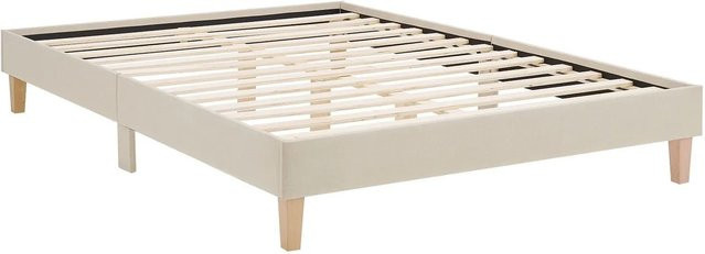 Homestyle4u Polsterbett Doppelbett in Beige mit B/T/H: 144 x 203 x 29,5 cm - Bild 1