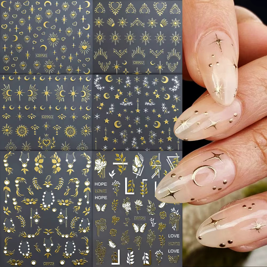 MAFANAILS Nail Art Sticker, Silber, Metallic, Unisex - Bild 3
