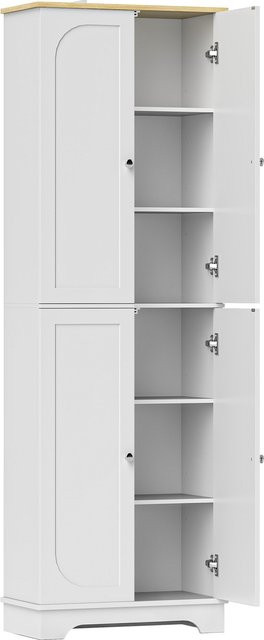 HOMCOM Hoher Küchenschrank mit 4 Türen und verstellbaren Einlegeböden in Weiß, B/T/H: 60 x 30 x 183 cm, Aosom - Bild 1