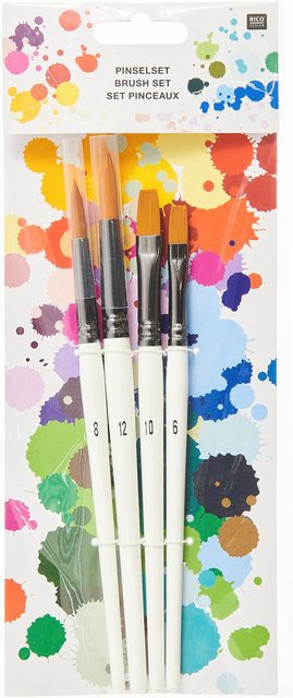 Rico Design Schul- und Hobbypinsel Set mit runden und flachen Pinseln, 4er Set - Bild 1