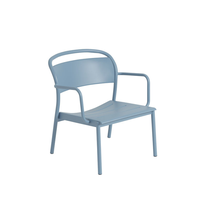 Muuto Linear Steel Lounge Armlehnstuhl aus Metall in Blau Matt - Bild 2