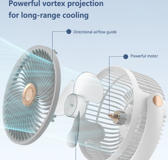 Lenovo Tragbarer 3-in-1 Teleskop-Standventilator in Lila, USB-aufladbarer kabelloser Tischventilator für Zuhause und Büro - Bild 1