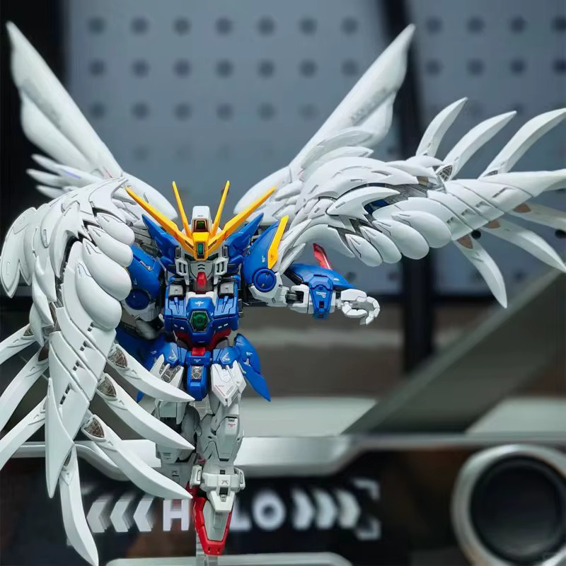 Bandai MGSD Wing Zero Custom EW Angel Feather-Drop Modellbausatz in Weiß mit Wasserabziehbildern - Bild 4