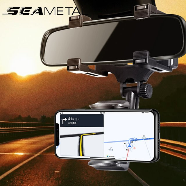 SEAMETAL Auto-Rückspiegel-Handyhalterung in Schwarz mit 360-Grad-Drehung für stabile Smartphone-Navigation - Bild 1
