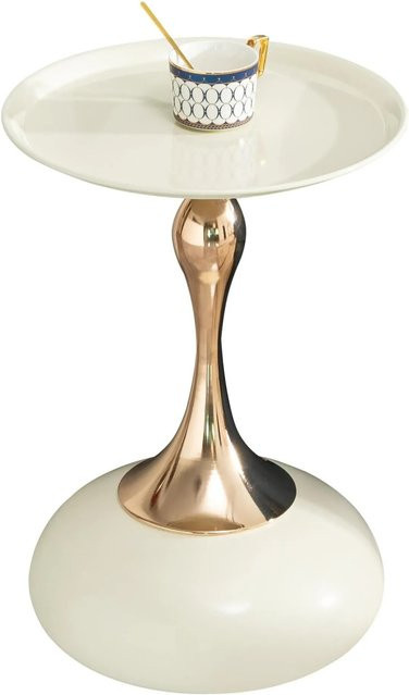 okwish Martini Beistelltisch rund aus Carbonstahl in Weiß B/T/H: 38 x 38 x 54 cm - Bild 1