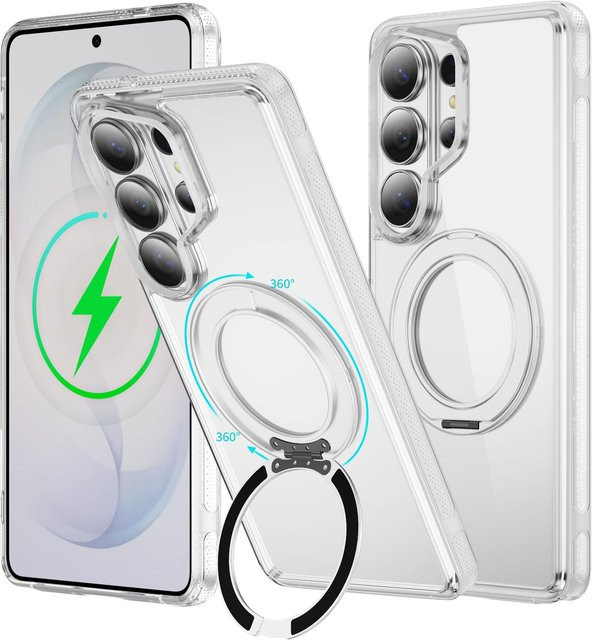Transparente MagSafe Handyhülle mit 360 Grad drehbarem Ständer für Samsung Galaxy S26 Ultra und S26 Plus - Bild 1