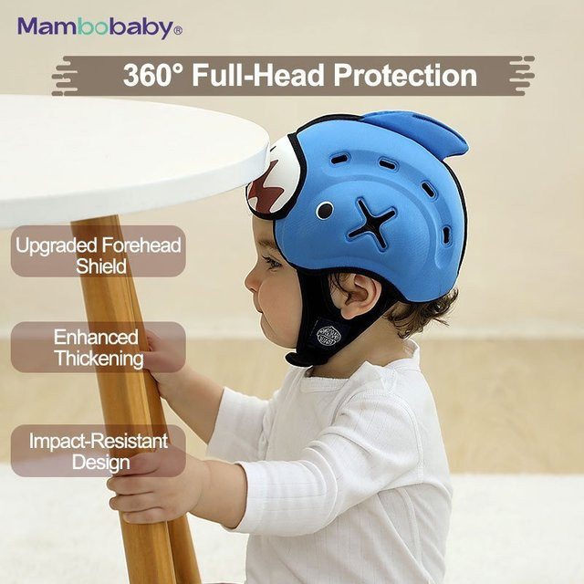 Atmungsaktiver Anti-Sturz-Helm für Babys als Kopfschutz-Mütze in Blau - Bild 1