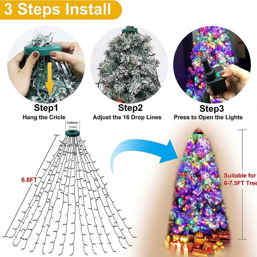 VASTFIRE LED Weihnachtsbaum Dekoration Outdoor Lichterkette mit 280 LEDs in RGB Multicolour - Bild 6