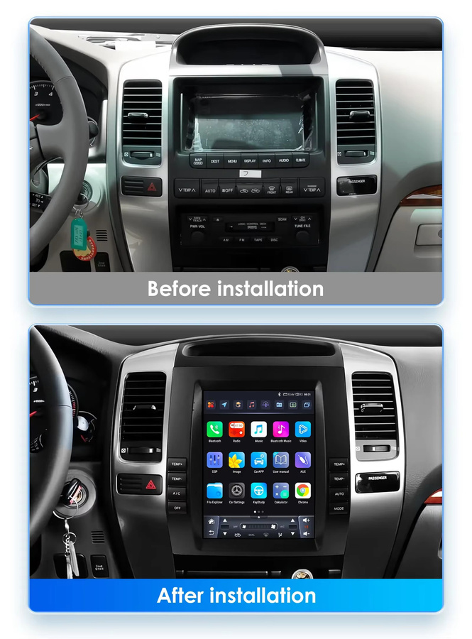 OSSURET Android Autoradio mit vertikalem Bildschirm für Toyota Land Cruiser Prado 2002-2016 und Lexus GX470, Multimedia Player mit Carplay und Android Auto, Schwarz - Bild 2