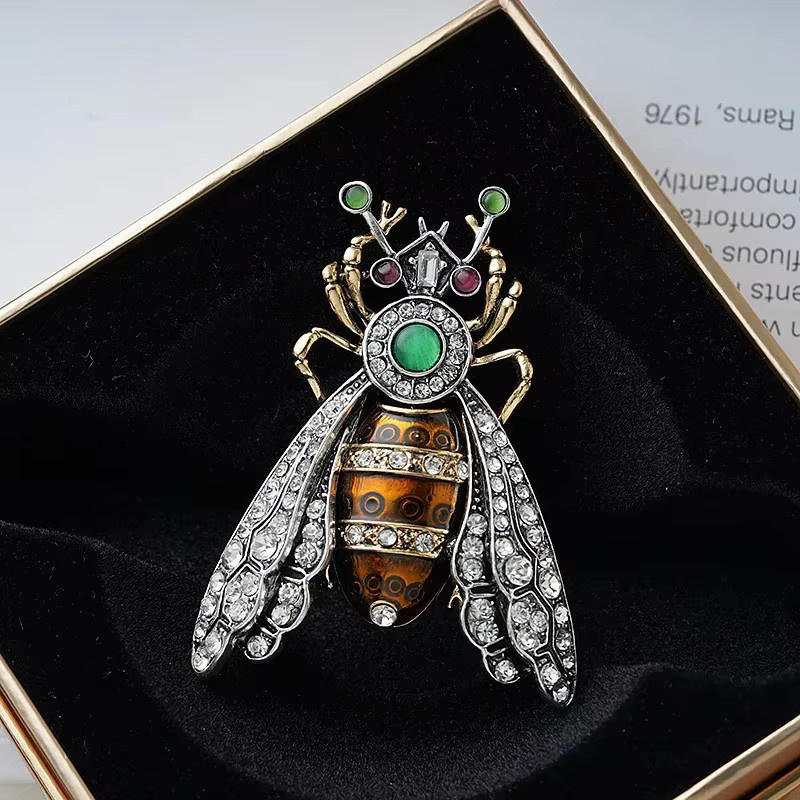 QATT Brosche Bienen-Design, Vintage, Kristall, Unisex - Bild 3