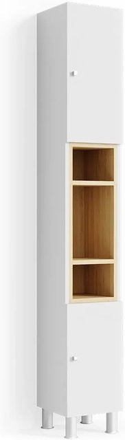Vicco Badschrank Aquis Badezimmer Hochschrank in Eiche und Weiß B/T/H: 30 x 30 x 190 cm - Bild 2