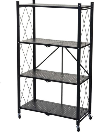 BERLINLODGE KLAP Klappbares Wohnregal mit 4 Ebenen auf Rollen in Schwarz, H x B x T: 127 x 72 x 34 cm