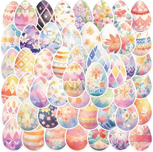 50-teiliges Set wasserfeste Aquarell-Ei-Aufkleber für Ostern in Multicolour von BulingBulingStickers Store - Bild 1