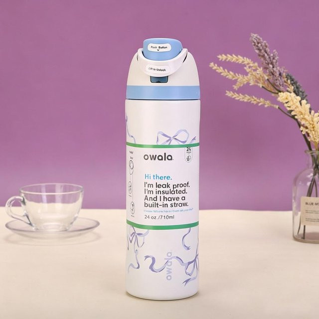Owala Isolierter Reisebecher mit doppeltem Trinkdeckel Blue Ribbon, 24oz - Bild 1