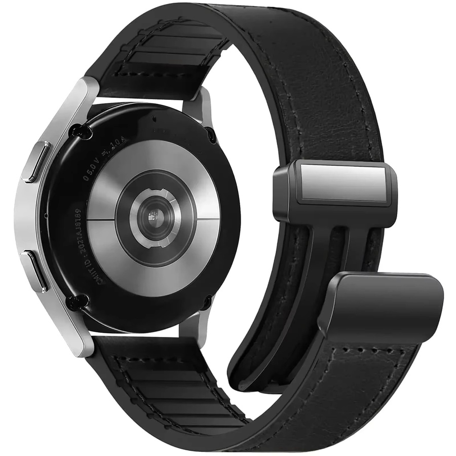 Leder Silikonarmband, Schwarz, für COROS APEX 4 42 mm PACE Pro/3 - Bild 2