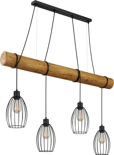 Hängeleuchte BERTI von GLOBO Lighting in Schwarz mit Holz-Elementen und E27 Fassung - Bild 1