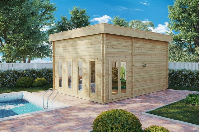 Gartenhaus Golfsimulator 4 aus Holz mit Flachdach, B/T: 6 x 5 m - Bild 1