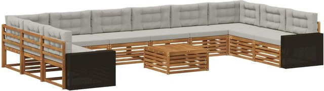vidaXL Sofagarnitur aus Massivholz Akazie mit 11 Kissen im Latten-Design - Bild 1