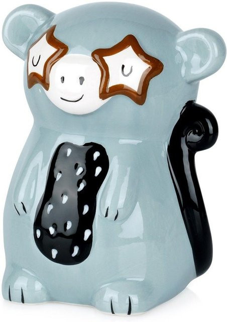 Keramik Affe Sparschwein in Blau, Tischdeko B: 16,5 cm, H: 13,0 cm, T: 11,0 cm - Bild 1