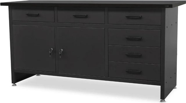 JAN NOWAK Werkbank HENRY Werkstatt mit 2 Türen, Farbe: Black, B/T/H: 170 x 60 x 85 cm - Bild 1