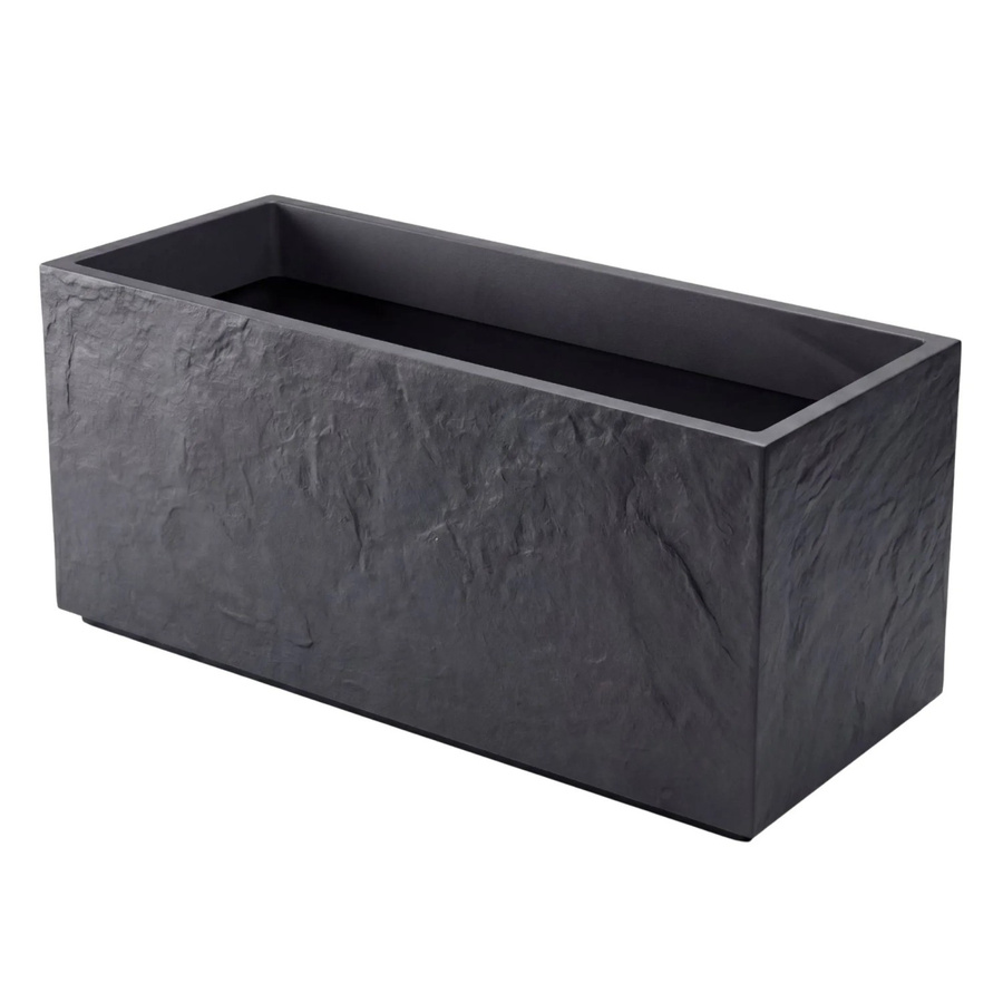 BigDean Pflanzkübel Rechteckig in Schiefer Optik mit Wasserspeicher, Farbe: Anthrazit/Grau, B: 99,5 cm, H: 39,5 cm, T: 43,5 cm - Bild 2