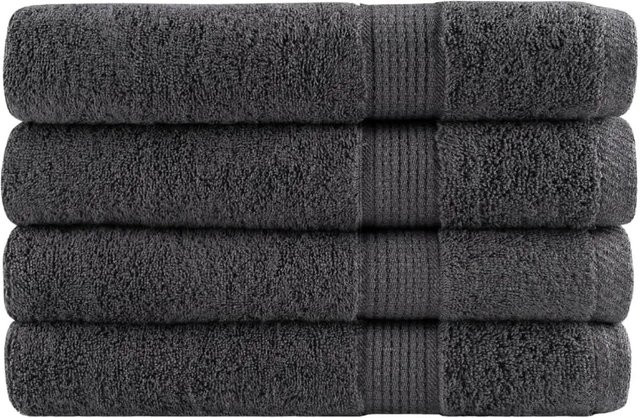 vidaXL Premium-Handtuch-Set aus Baumwolle, 4 Stück, Anthrazit, B: 100 cm, L: 200 cm, 600 g/m2 - Bild 1