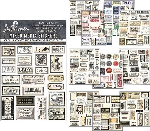 Mixed Media Sticker Set Vintage Scripts - Bild 1