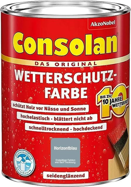 Consolan Wetterschutzfarbe für Holz in Horizontblau, seidenglänzend, 0,75 l - Bild 1