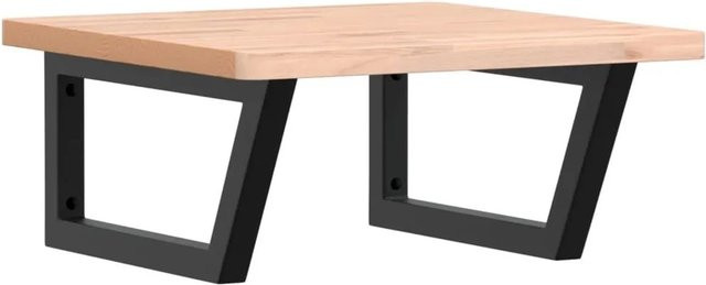 vidaXL Waschbeckenregal zur Wandmontage aus Stahl und Massivholz Buche in Schwarz-braun - Bild 1