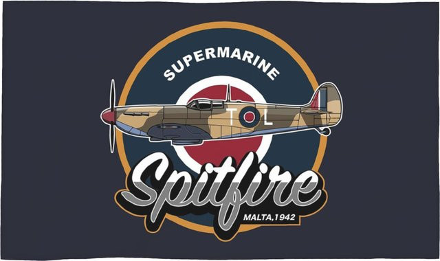 Ka Chen Muxi Gesichtstuch RAF Supermarine Spitfire Jagdflugzeug in Weiß, B: 40 cm, H: 60 cm - Bild 1