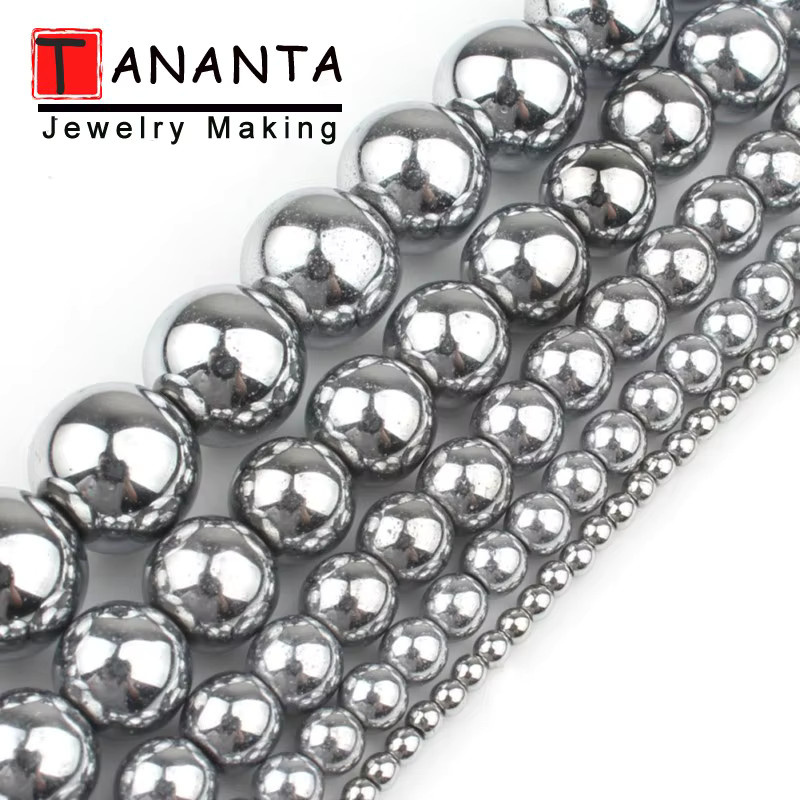TANANTA Hämatitperlen, versilbert, rund, 2-10 mm, Unisex - Bild 4