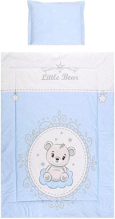 Lorelli Kinderbettwäsche 3-teilig mit Bären-Motiv in Blau, bestehend aus Bettdecke, Kissenbezug und Spannbettlaken