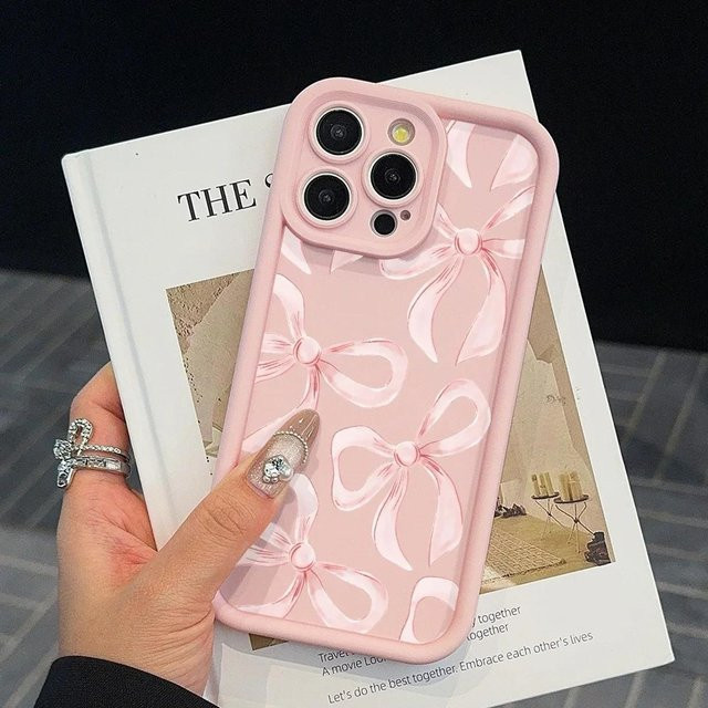 YULIN Handyhülle mit rosa Schleifenmuster aus weichem Silikon für iPhone 16 15 14 13 12 11 Pro Max Mini XR XS 8 Plus - Bild 1