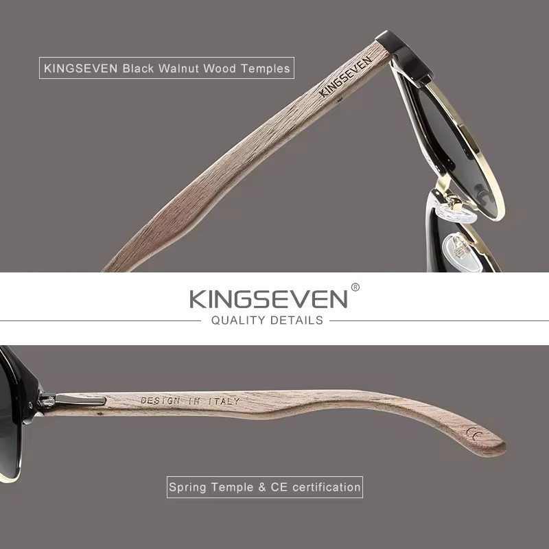 Kings even Sonnenbrille, Holz, schwarz, polarisiert, Unisex - Bild 3