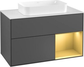 Villeroy & Boch Waschtischunterschrank Finion mit Abdeckplatte, Weiß und Anthrazit matt, Breite: 100 cm, Tiefe: 50,1 cm - Bild 1