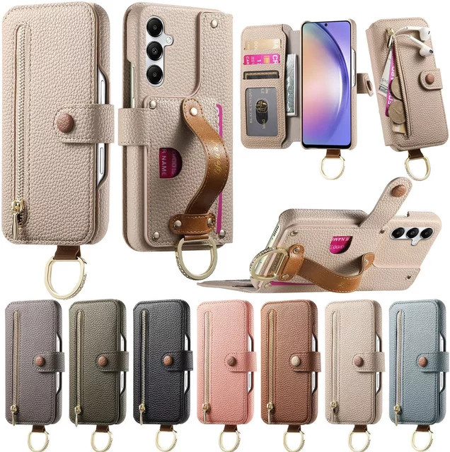 Lederhülle Brieftasche mit Kartenfächern für Samsung Galaxy S25 S26 S24 S23 S22 S21 Ultra Plus FE A55 A35 A07 A17 A56 A36 A26 A16 in Blau - Bild 1