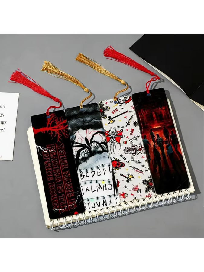 Acryl-Lesezeichen mit Quaste im Horrorfilm-Design für Studenten und Lehrer, mehrfarbig - Bild 5
