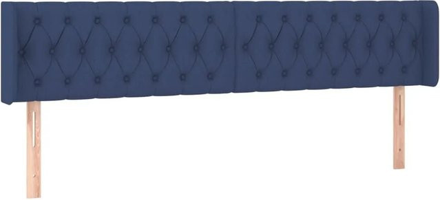 vidaXL Kopfteil mit Ohren in Blau aus Stoff, B/T/H: 203 x 16 x 78-88 cm - Bild 1