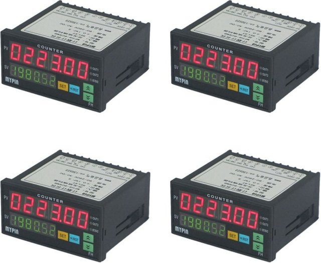4er Set MYPIN Zählerlängenmessgerät mit Relaisausgang, Längenmesser und Betriebsstundenzähler, Schwarz, 90-260V AC/DC - Bild 1