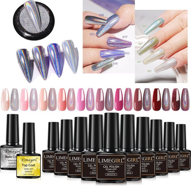 LIMEGIRL Nagel-Gel-Set, 10 Farben, Metallic, UV Soak Gel Kit - Bild 1