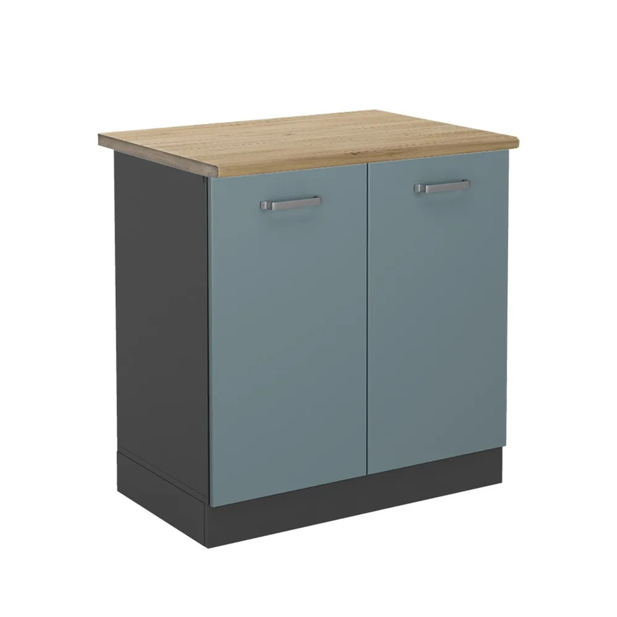 Vicco R-Line Spülenunterschrank Küchenunterschrank in Blau-Grau/Anthrazit und Eiche, B/T/H: 80 x 60 x 81,6 cm - Bild 2