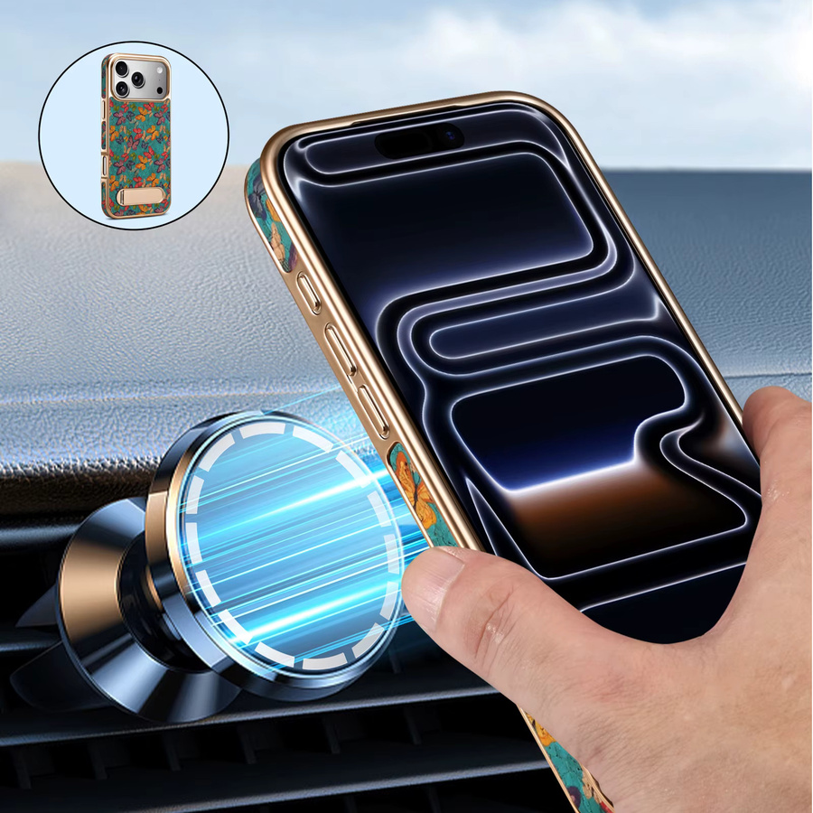 Denior Magnetische Kabellose Ladestation Handyhülle mit Schmetterling Totem Design für iPhone 17 16 15 14 13 Pro Max Plus Air in Orange Multicolour - Bild 5
