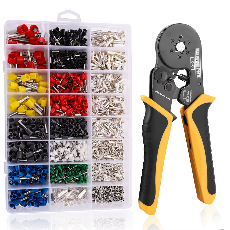 Bomurphy Hex Ferrule Crimpzange Kit mit Kabelanschlüssen und selbstverstellbarer Ratschen-Drahtklemmen für AWG24-8 - Bild 3