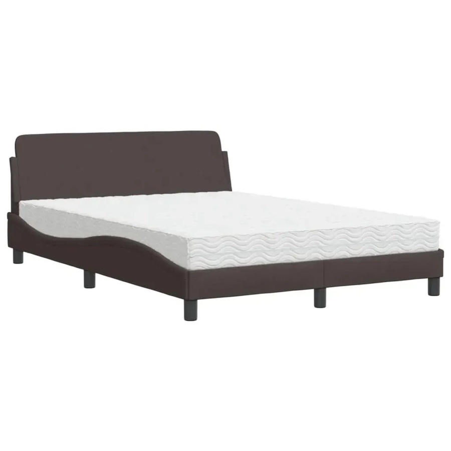 vidaXL Bett mit Matratze aus Stoff und Kiefernholz in Braun, B/T/H: 120 x 200 x 17 cm - Bild 2