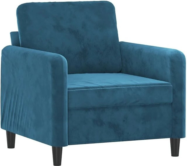 vidaXL Sessel Blau aus Samt mit Armlehnen und Metallgestell - Bild 1