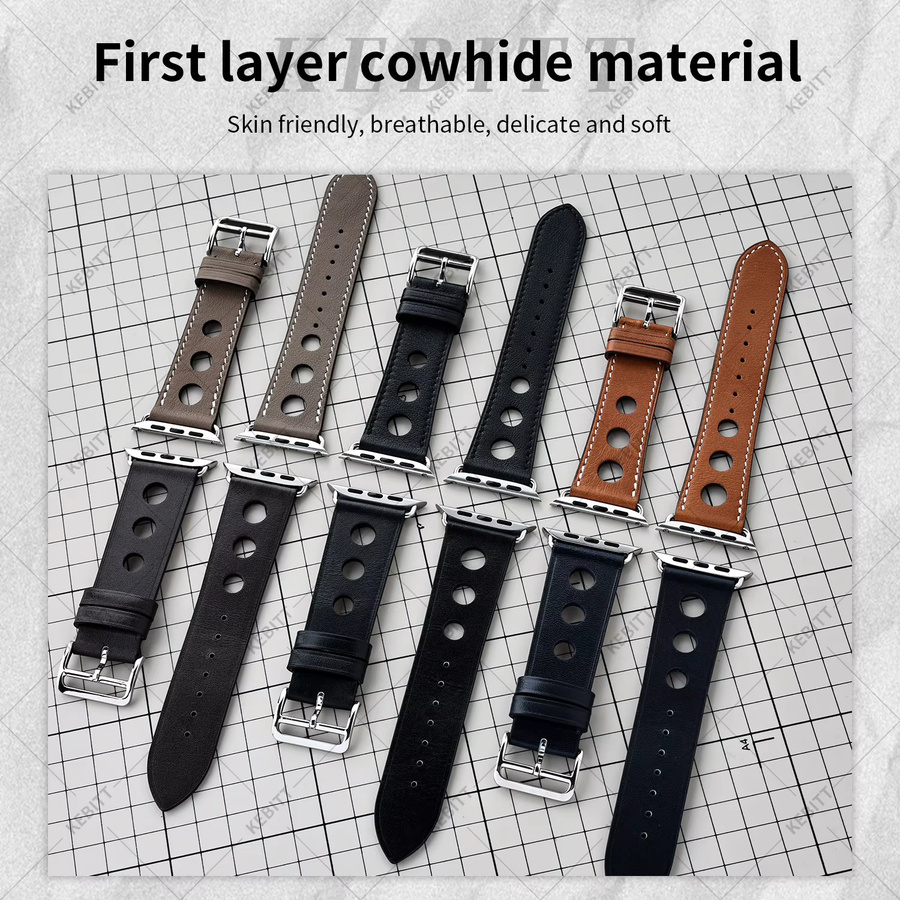 Kebitt Uhrenarmband Leder, Schwarz - Bild 4