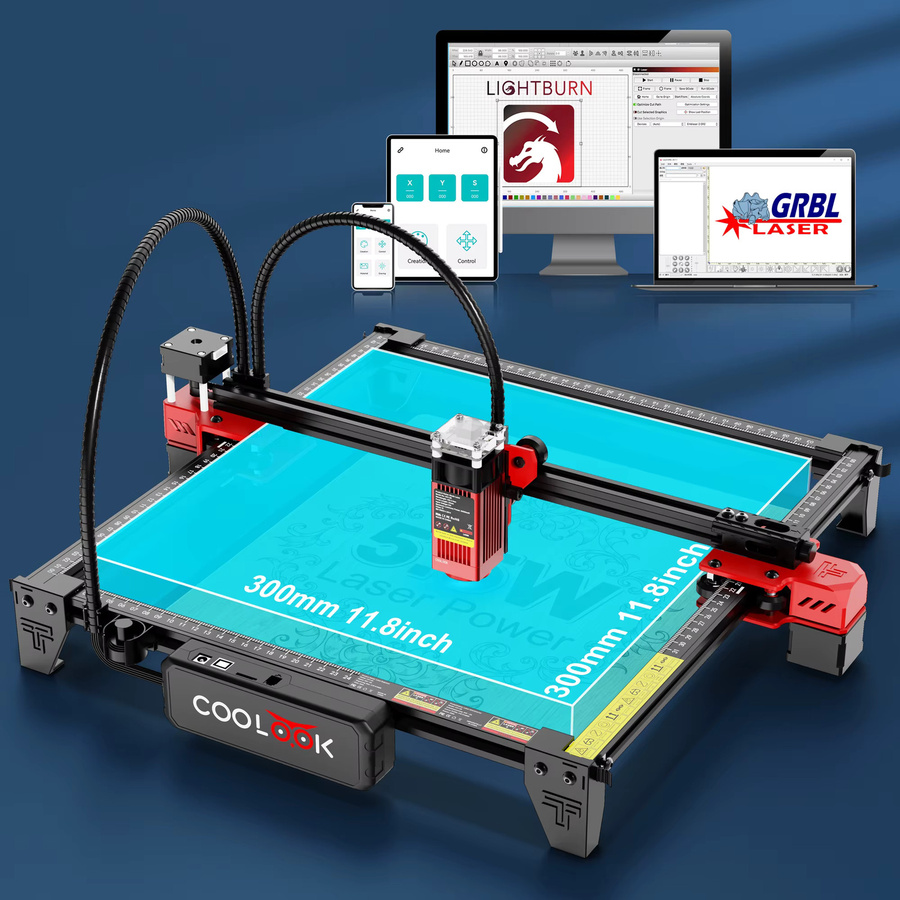 Coolook CK1-55 Laser Gravurmaschine mit 90W Laser, WiFi-Steuerung zum Gravieren und Schneiden von Metall, MDF und Acryl - Bild 2