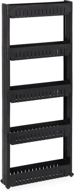Relaxdays Nischenwagen aus Kunststoff in Schwarz mit 5 Ablagen, modernes Design für Bad und Küche, H: 131 cm, B: 12,5 cm, T: 54 cm - Bild 1